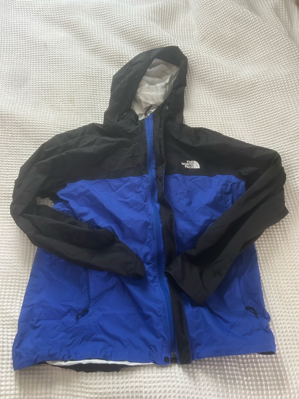 Blue and Black North Face Rain Jacket